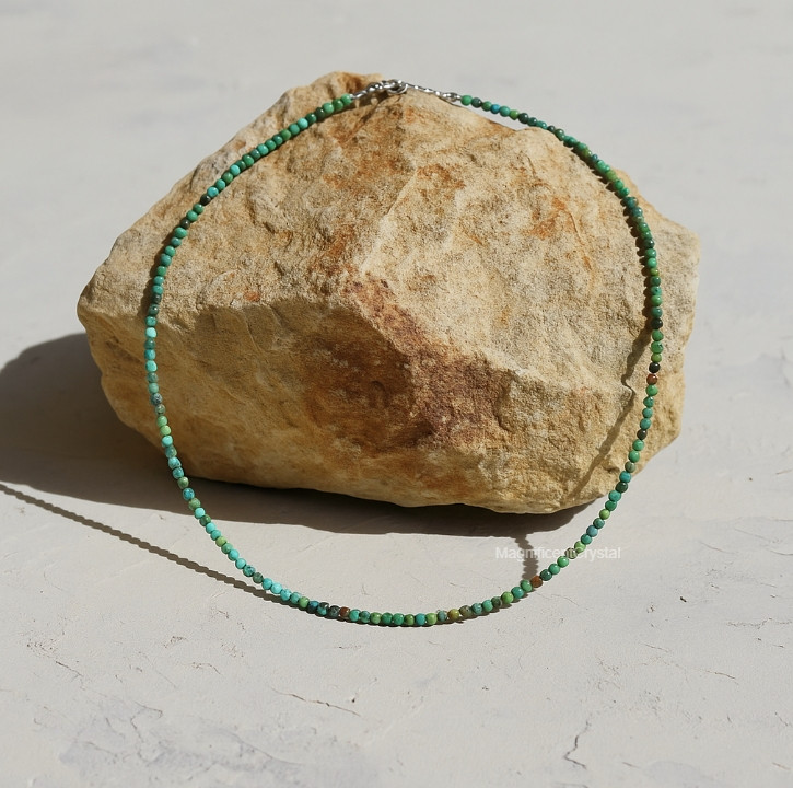 A+++ Genuine Natural Turquoise Choker Necklace Minimalist Stone Beaded Jewelry