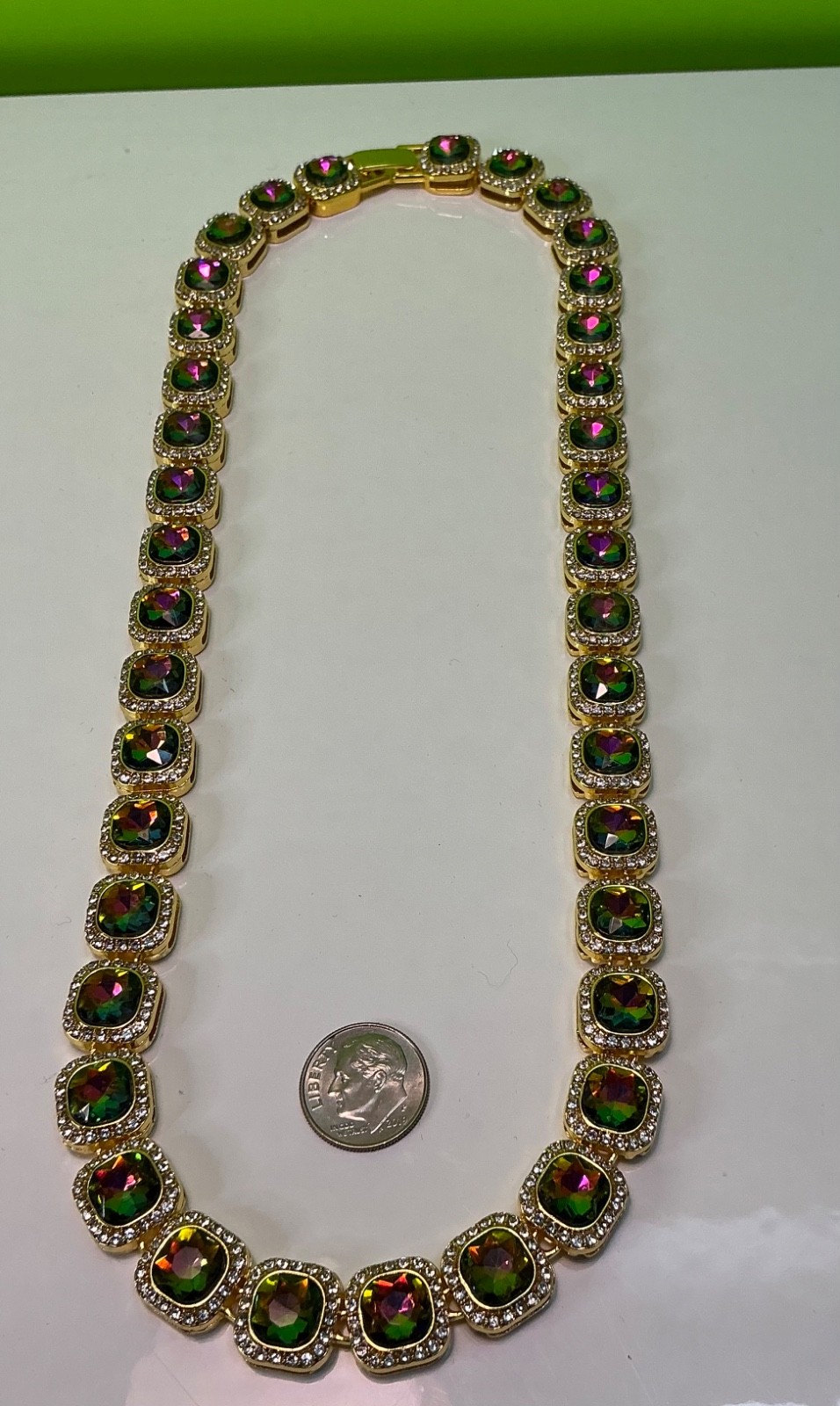 New Multi Color CZ Necklace 18 Inches Cubic Zirconia Chain Unisex Colorful