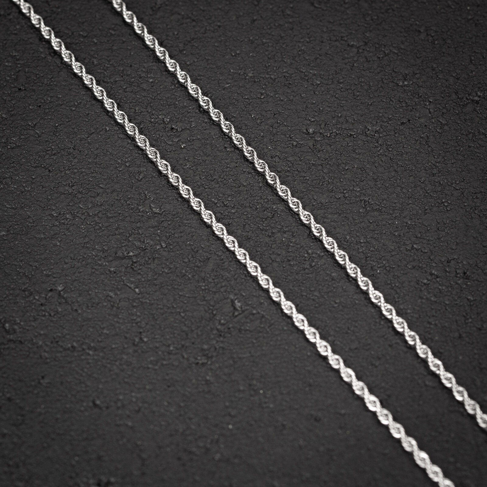 Solid White Gold Plated Heavy 316 Stainless Steel 2MM Twist Rope Chain Necklace