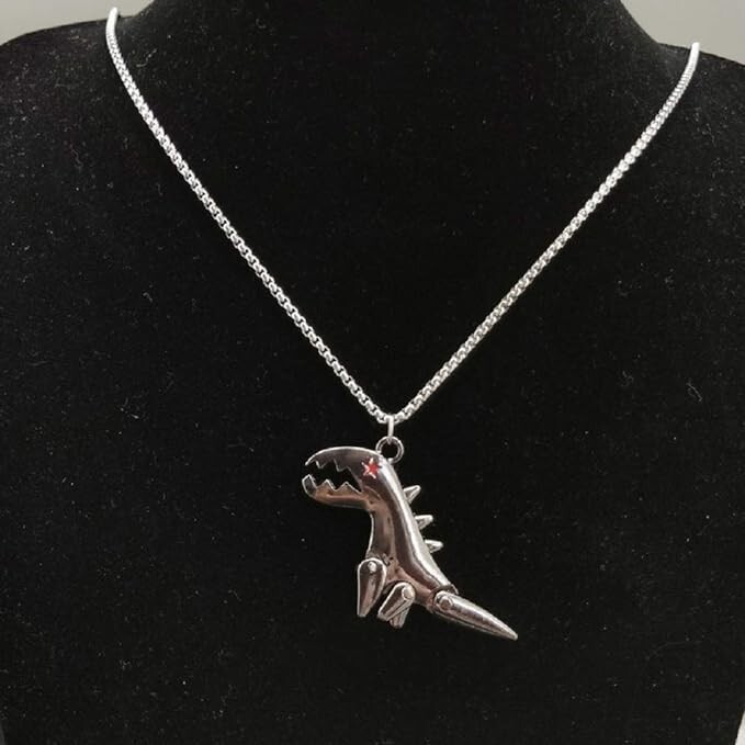 Movable Dinosaur Pendant Titanium Steel Necklace All-Match Stylish with Chain