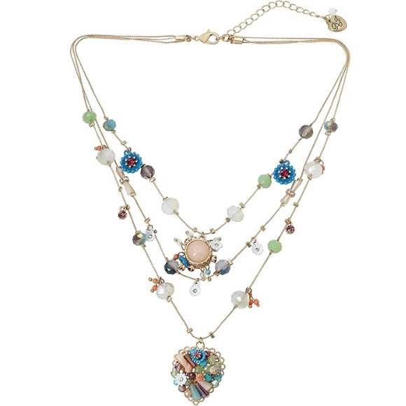 Betsey Johnson Womens Butterfly Charms Layered Necklace