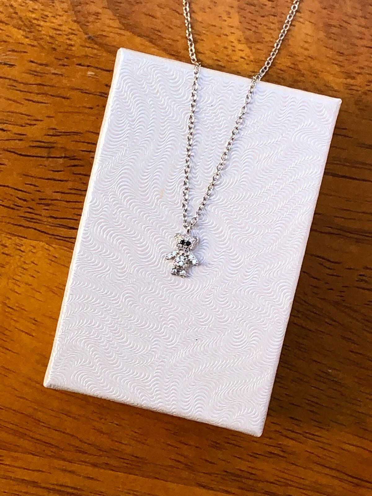 925 Sterling Silver CZ Teddy Bear Pendant Necklace Women Girls 7.5mm 18″ Dainty