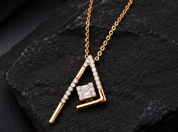 1.00Ct Geometric Triangle Simulated Diamond Pendant Necklace 925 Sterling Silver
