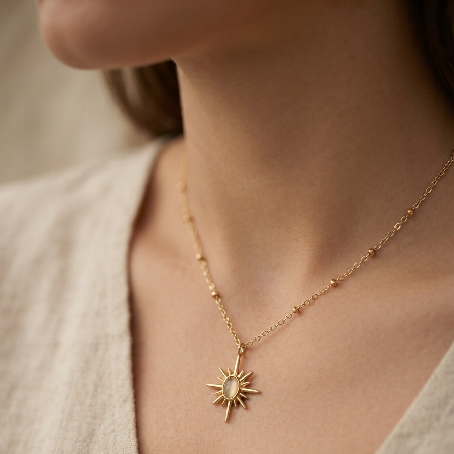 Anti Tarnish Necklace, 18K Gold Plated, Stainless Steel Jewellery, Gift for Her