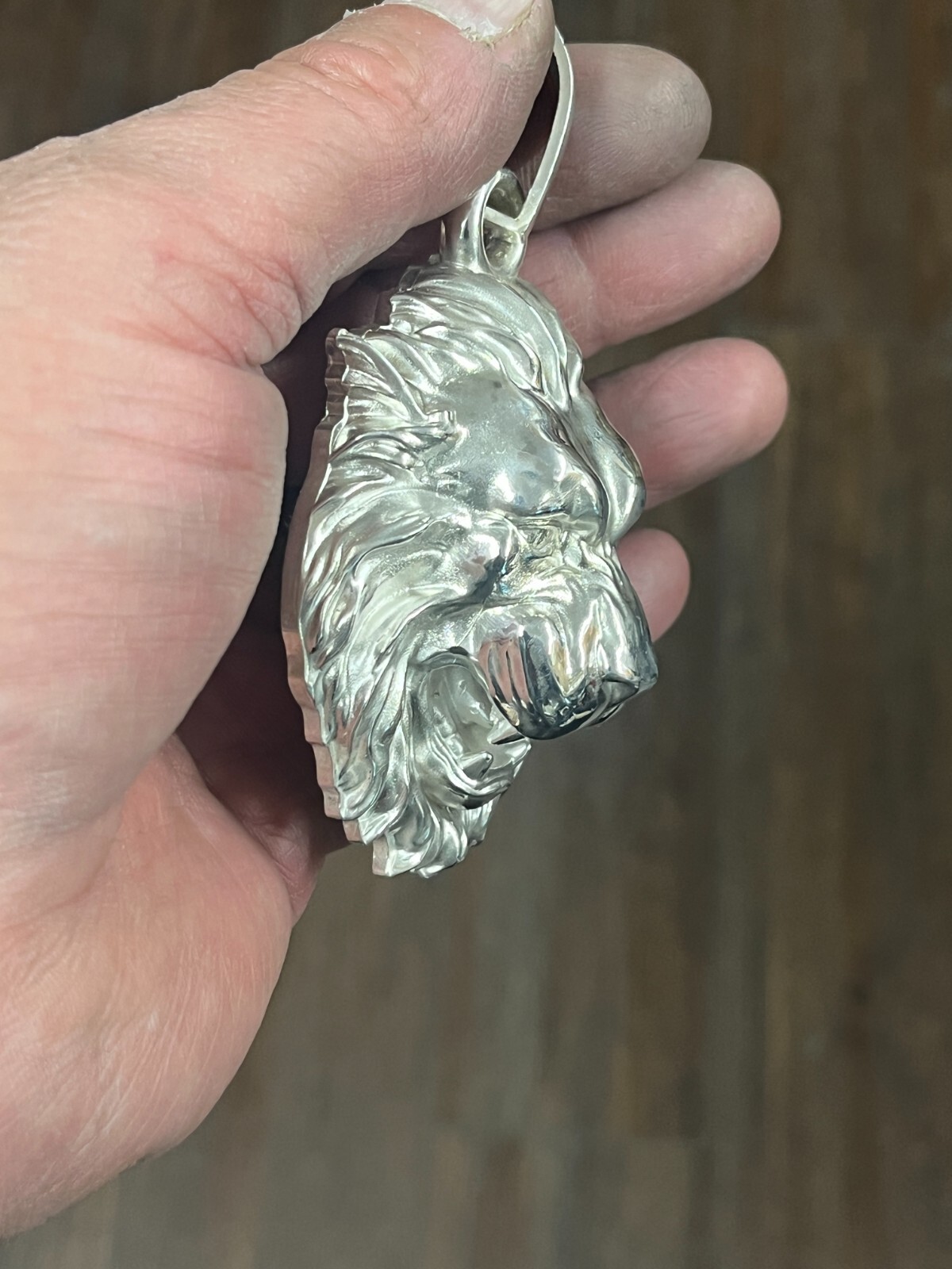 136 grams Lion head King Pendant Charm Sterling Silver .925 heavy 3.75″ Large