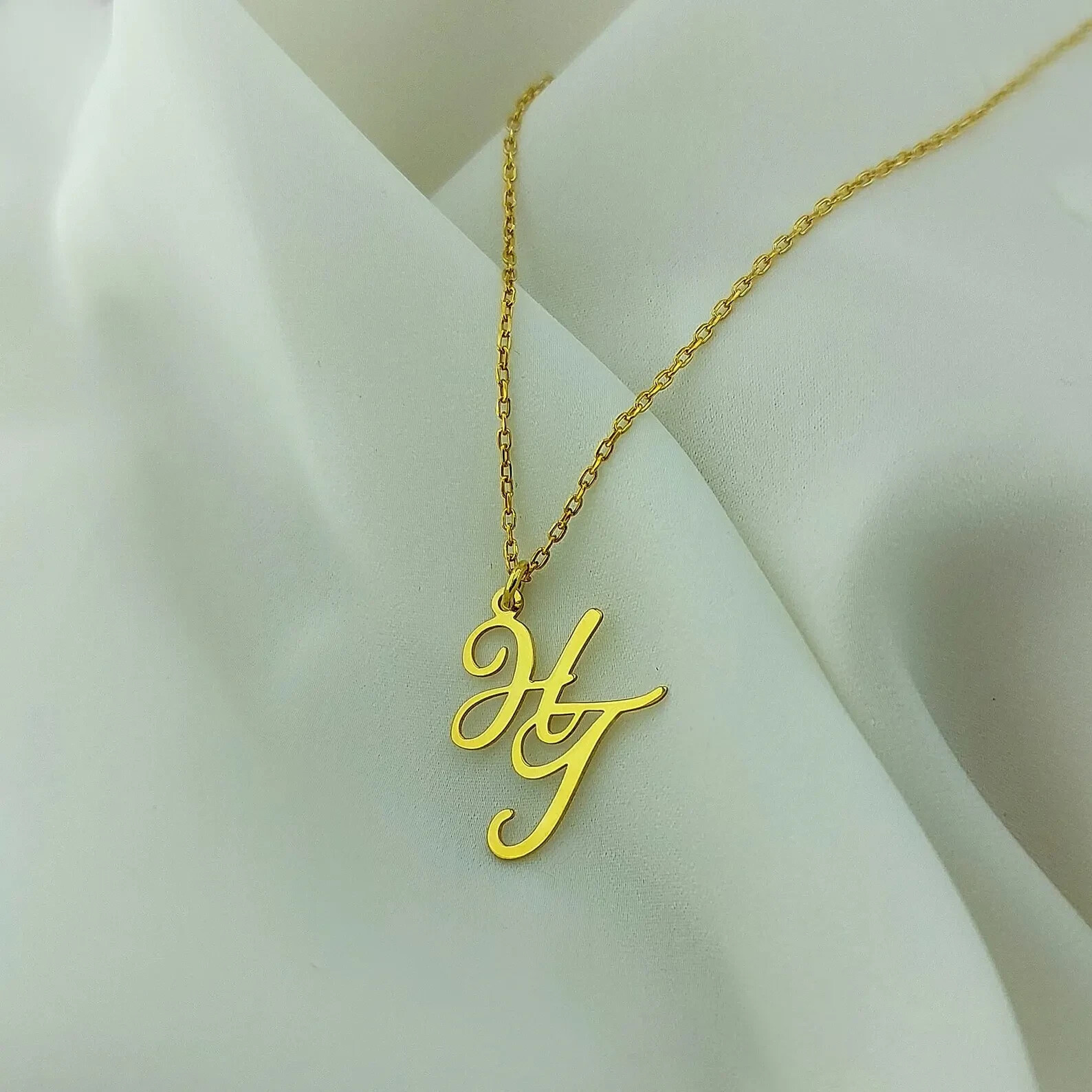 Two Interlocking Special Design Letter Personalized Double Letters Pendant