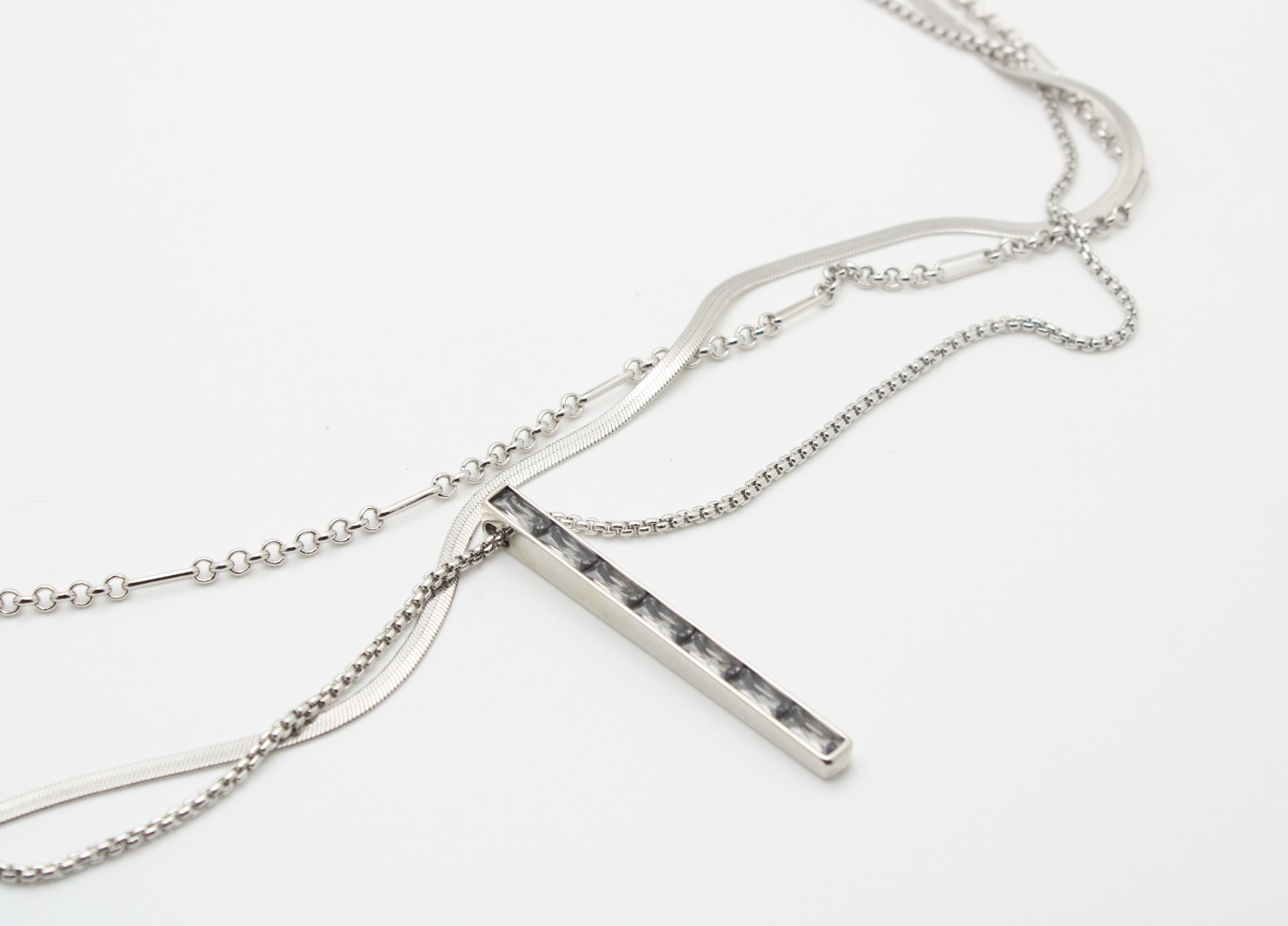Kendra Scott Silver Tone Box Herringbone Rolo Paperclip Chain Crystal Necklace