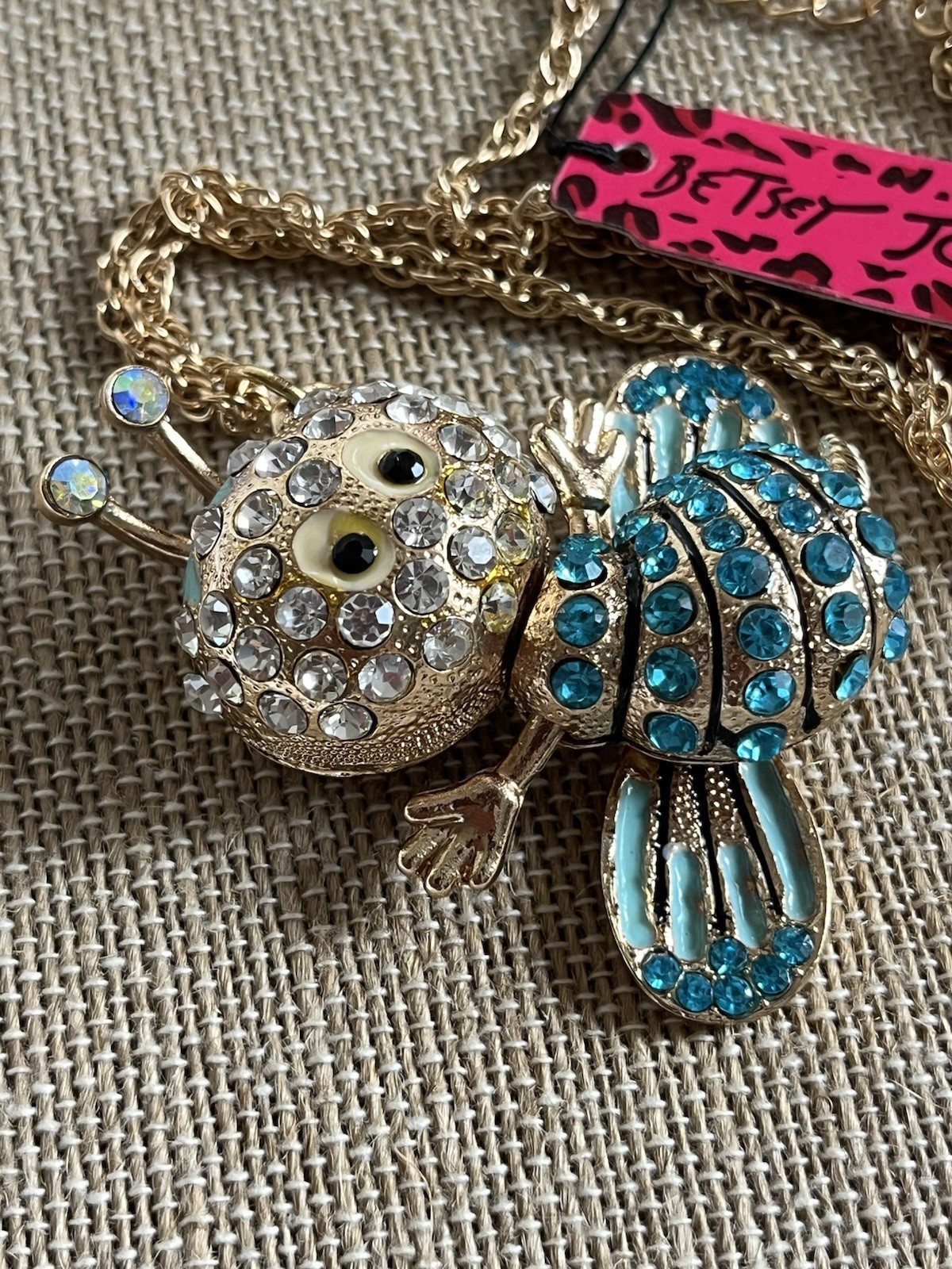 Betsey Johnson Turquoise Whimsical Articulated Bee Necklace