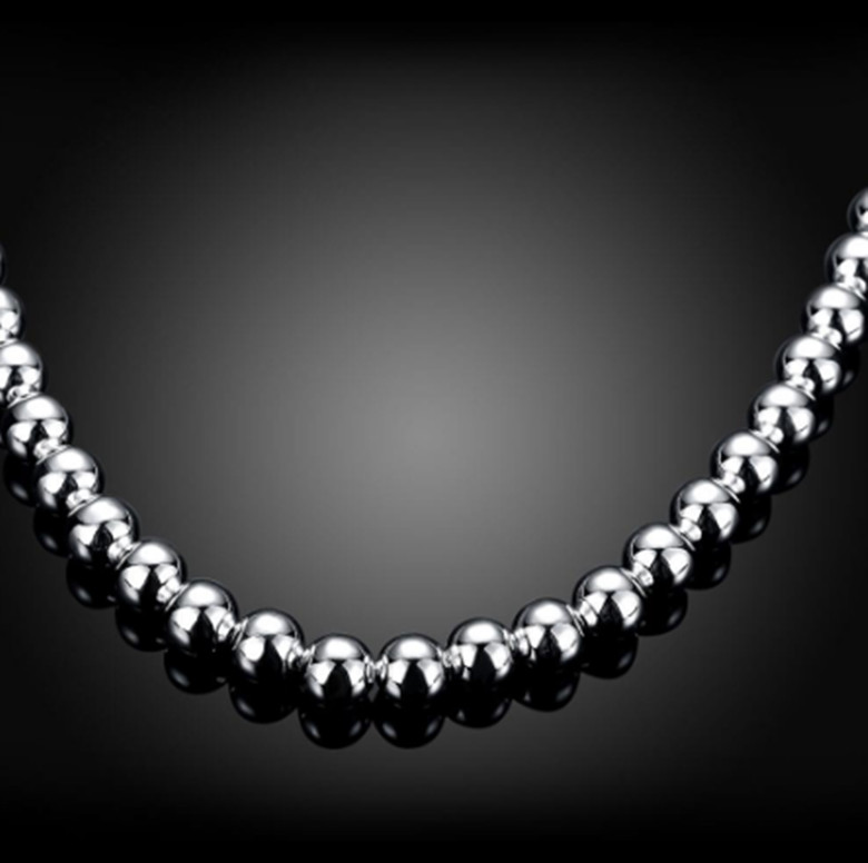 Women’s 925 Sterling Silver 10mm Hollow Balls Beads 20″ Chain Necklace