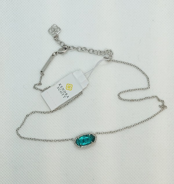 New Kendra Scott Elisa Silver Pendant Necklace In London Blue