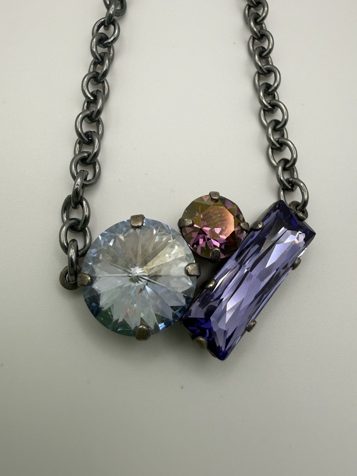 Sabika three-stone Cluster crystal accent necklace Winter 2014 (W14) Collection