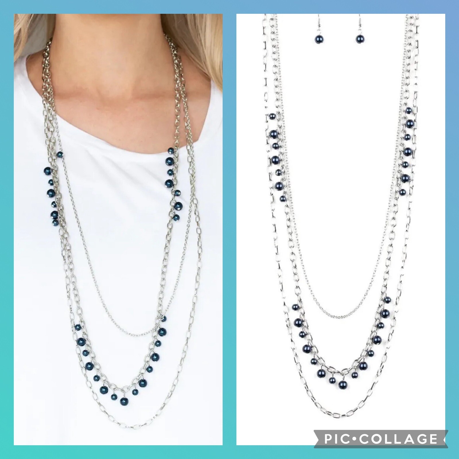 Paparazzi Jewelry ~🔥Pearl Pageant None🔥~ Blue Necklace💥BNWTs