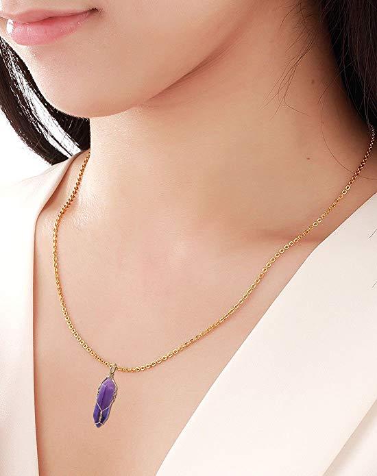 Chakra Crystal Hexagonal Pendants Natural Quartz Stone Healing Pendant Necklace