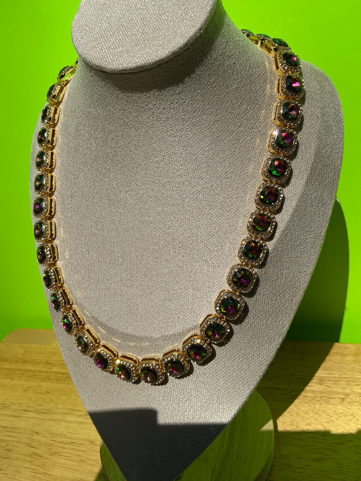New Multi Color CZ Necklace 18 Inches Cubic Zirconia Chain Unisex Colorful