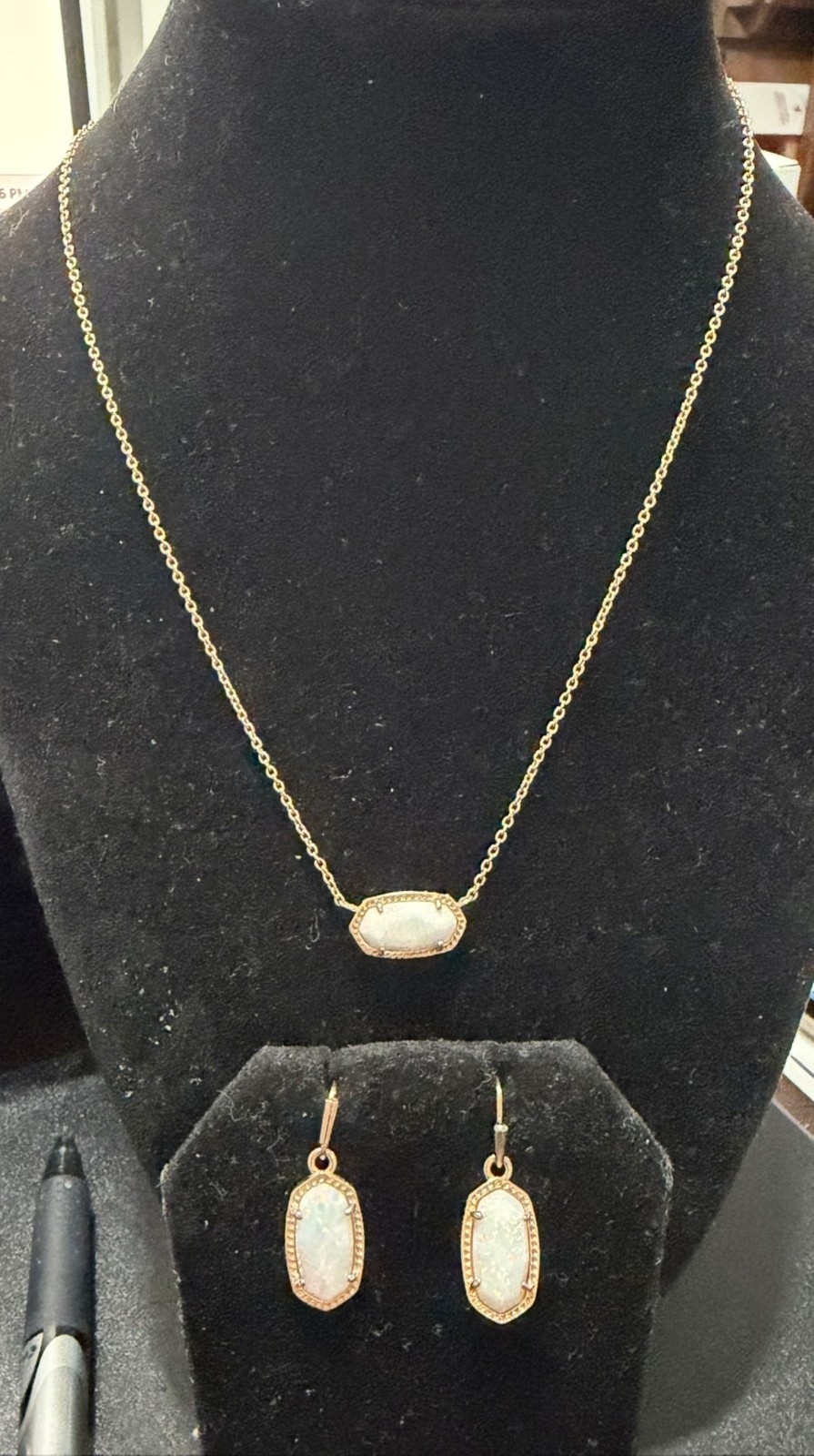 Kendra Scott Elisa Rose Gold Pendant Necklace &Earrings