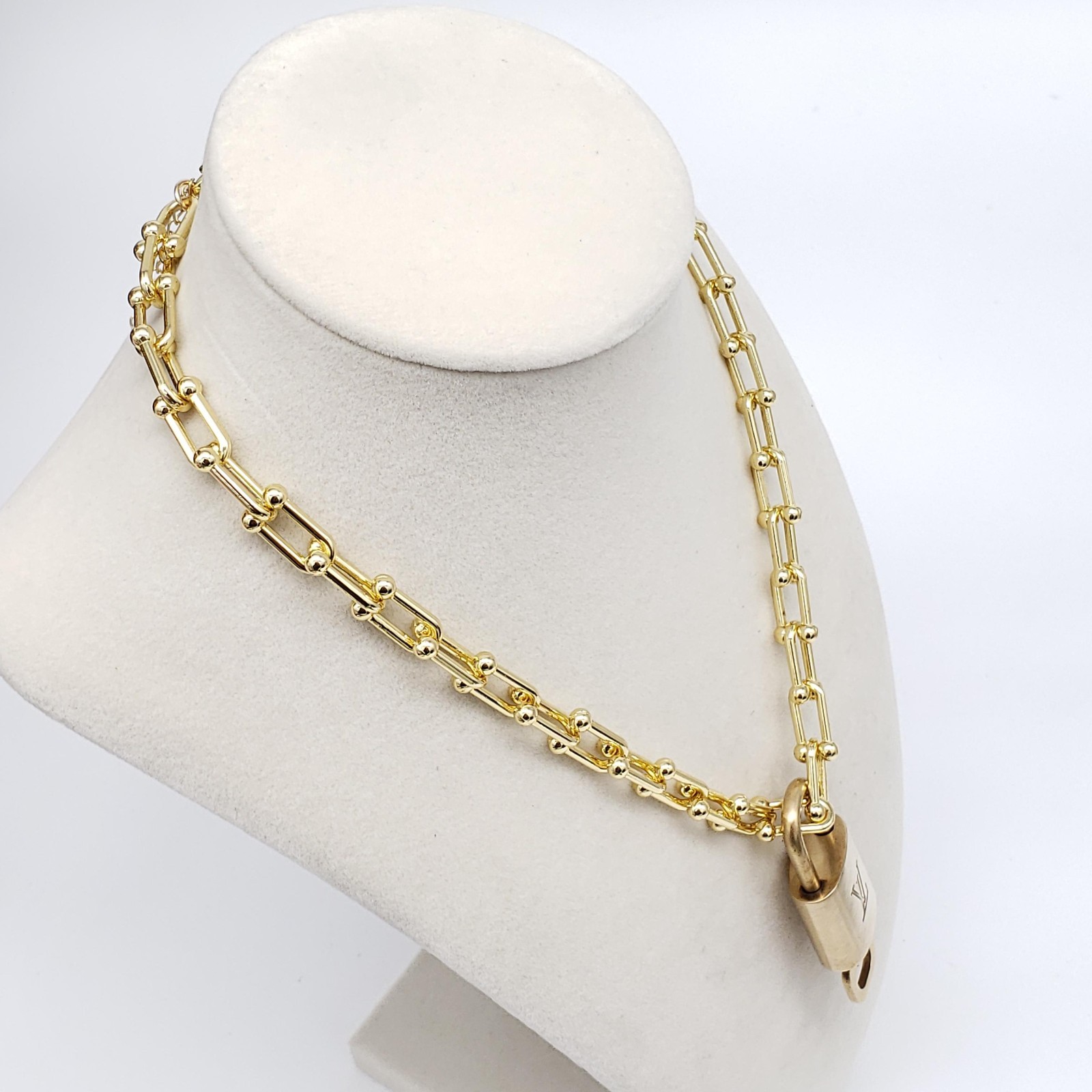 Authentic Louis Vuitton Gold Padlock with Unbranded Gold plated Chain