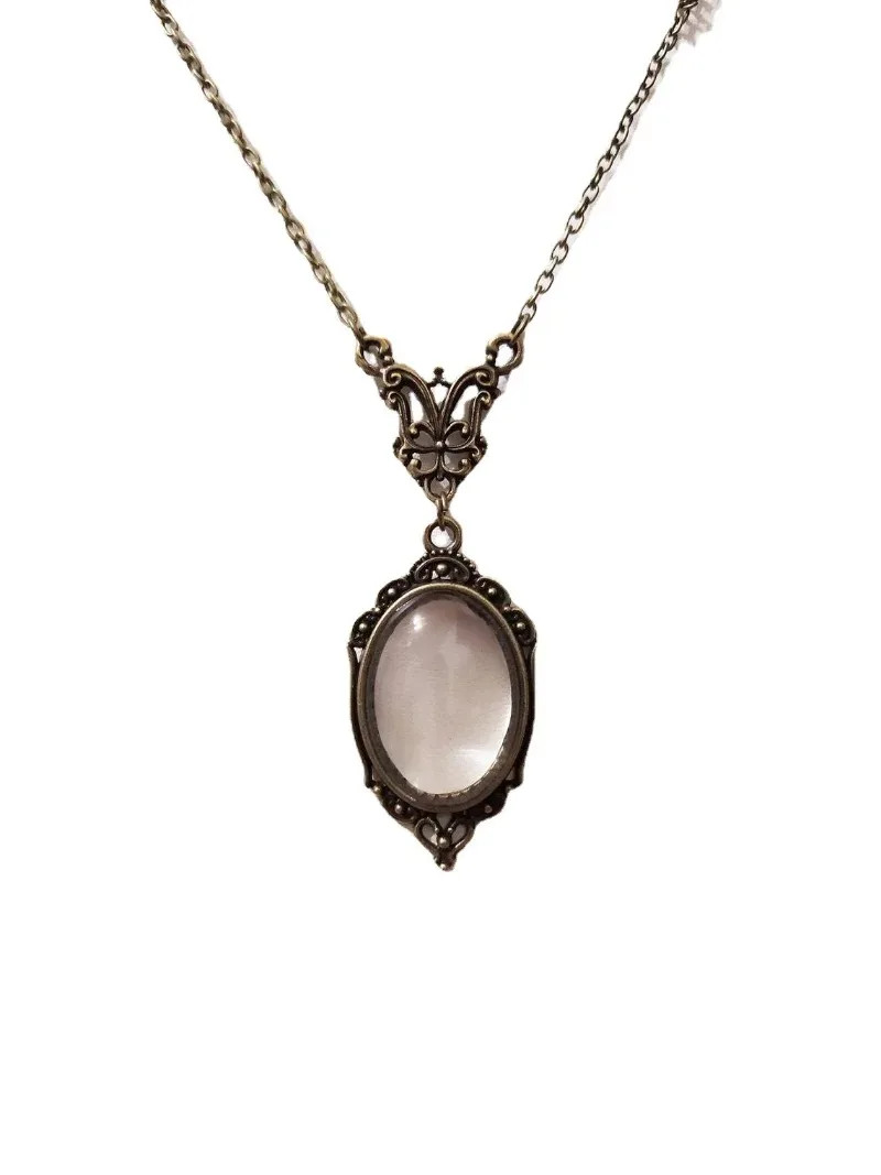 Gothic Vintage Magnifying Glass Pendant Necklaces for Women Steampunk Victorian