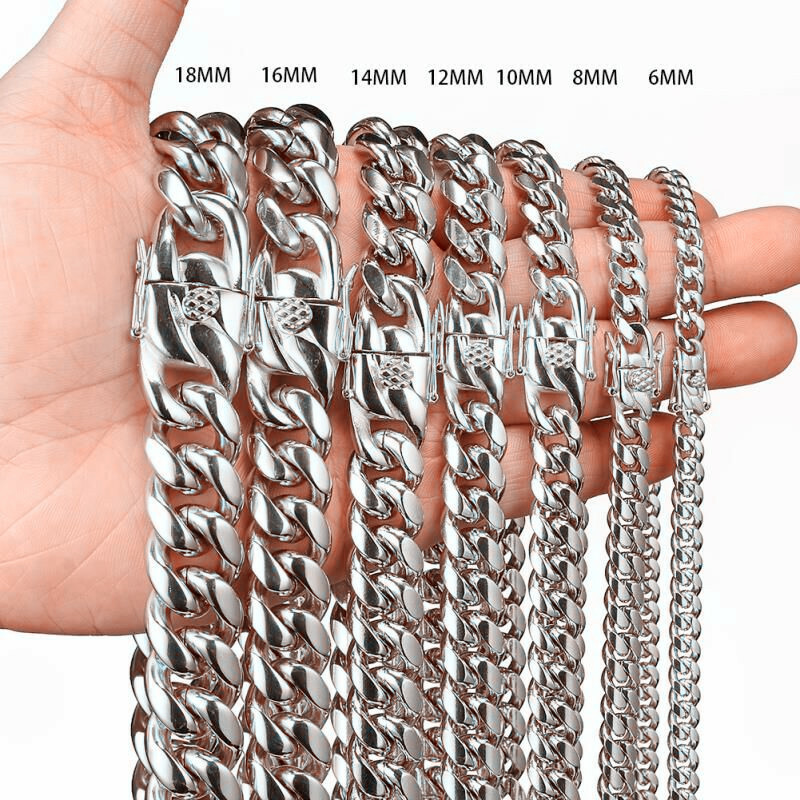 Fashion Mens Miami Cuban Link Bracelet or Chain Necklace Stainless Steel