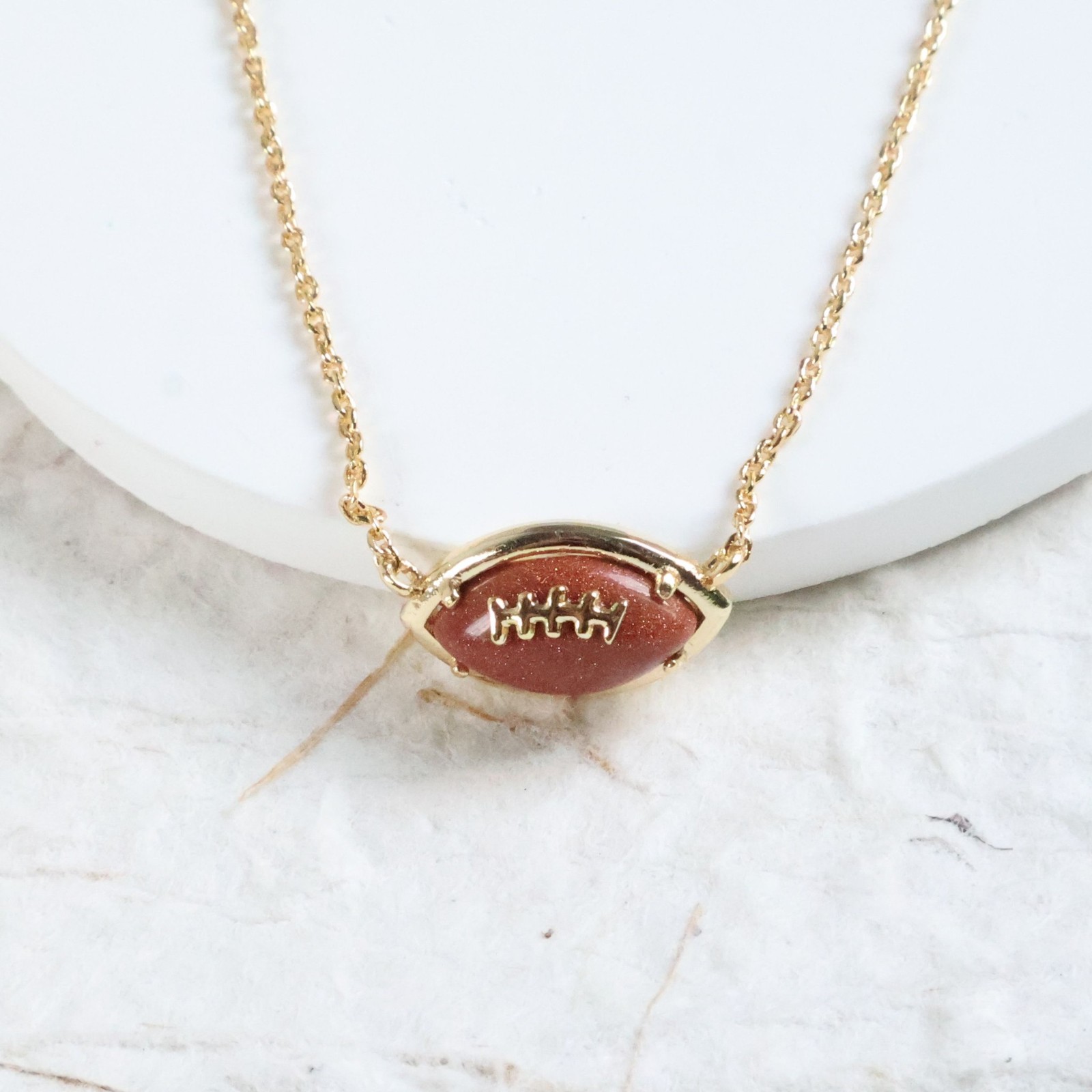 Alicia Bonnie Football Orange Gold Sandstone Necklace Gold