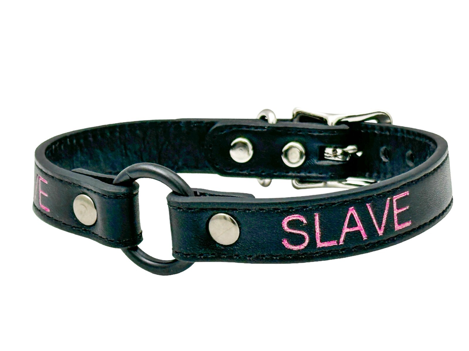 Name Black Ring Choker BDSM Collar Vegan Leather Necklace O Ring Fetish Ball