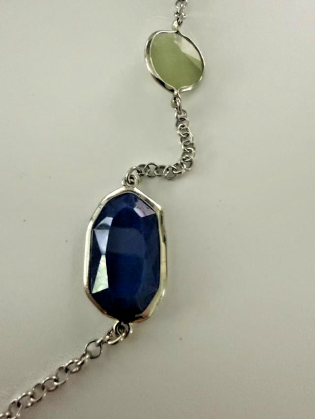 Set Premier Designs Gemma 39″ Necklace 2 Pairs Green Blue Drop Earrings