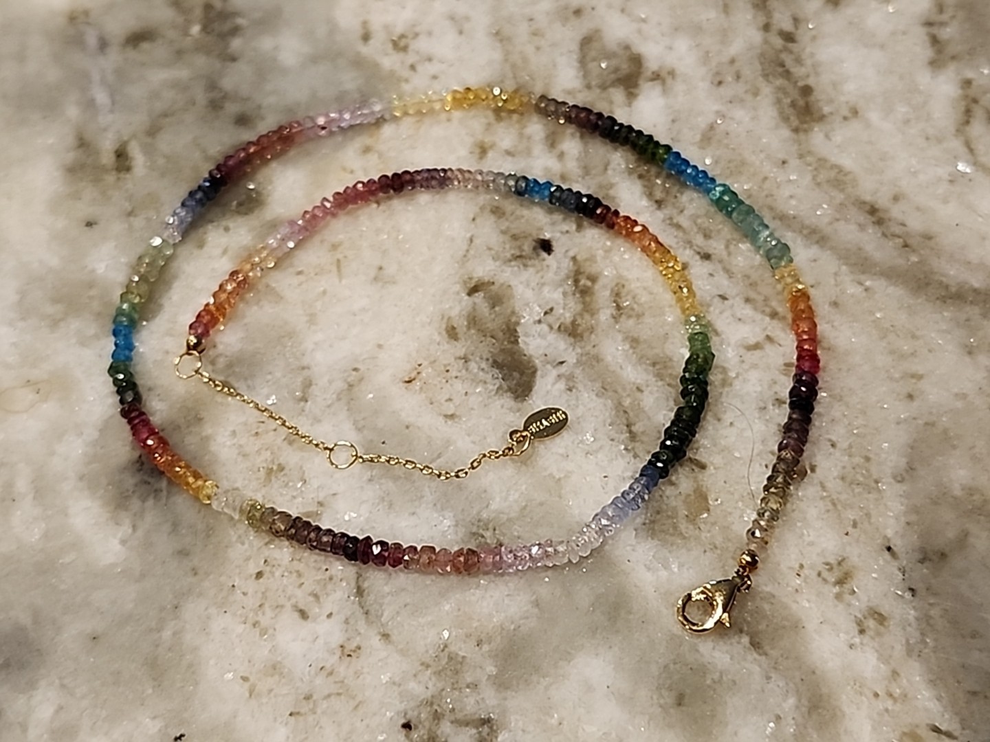 SHASHI Ombre Necklace Gold Vermeil 925 – Womens Multi Color Gemstones – 18″