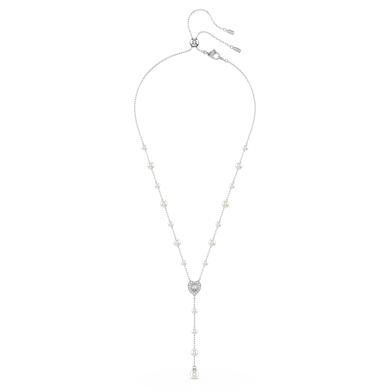 Ariana Grande x Swarovski Y necklace, Mixed cuts, Heart, White, Rhodium plated
