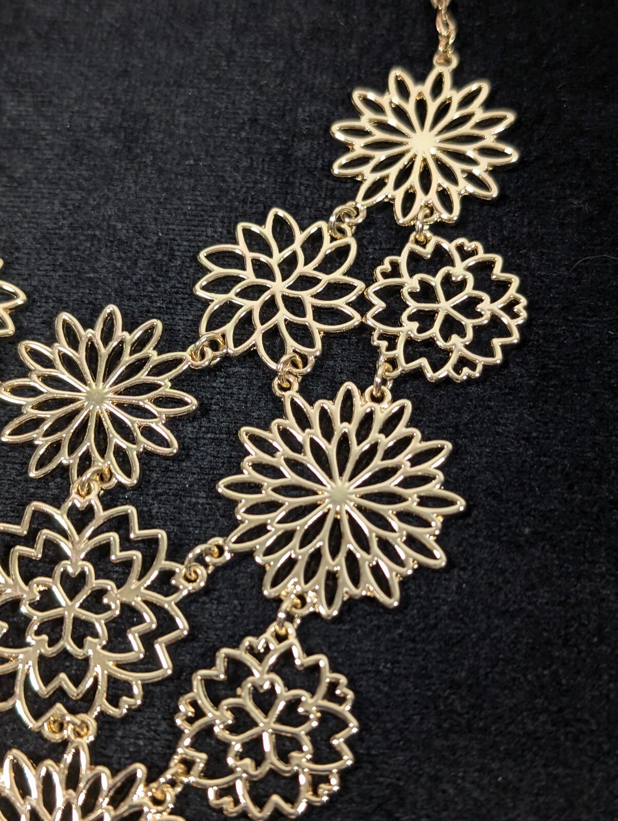 International Concepts INC Gold Tone Flower Medallion Statement Necklace Boho