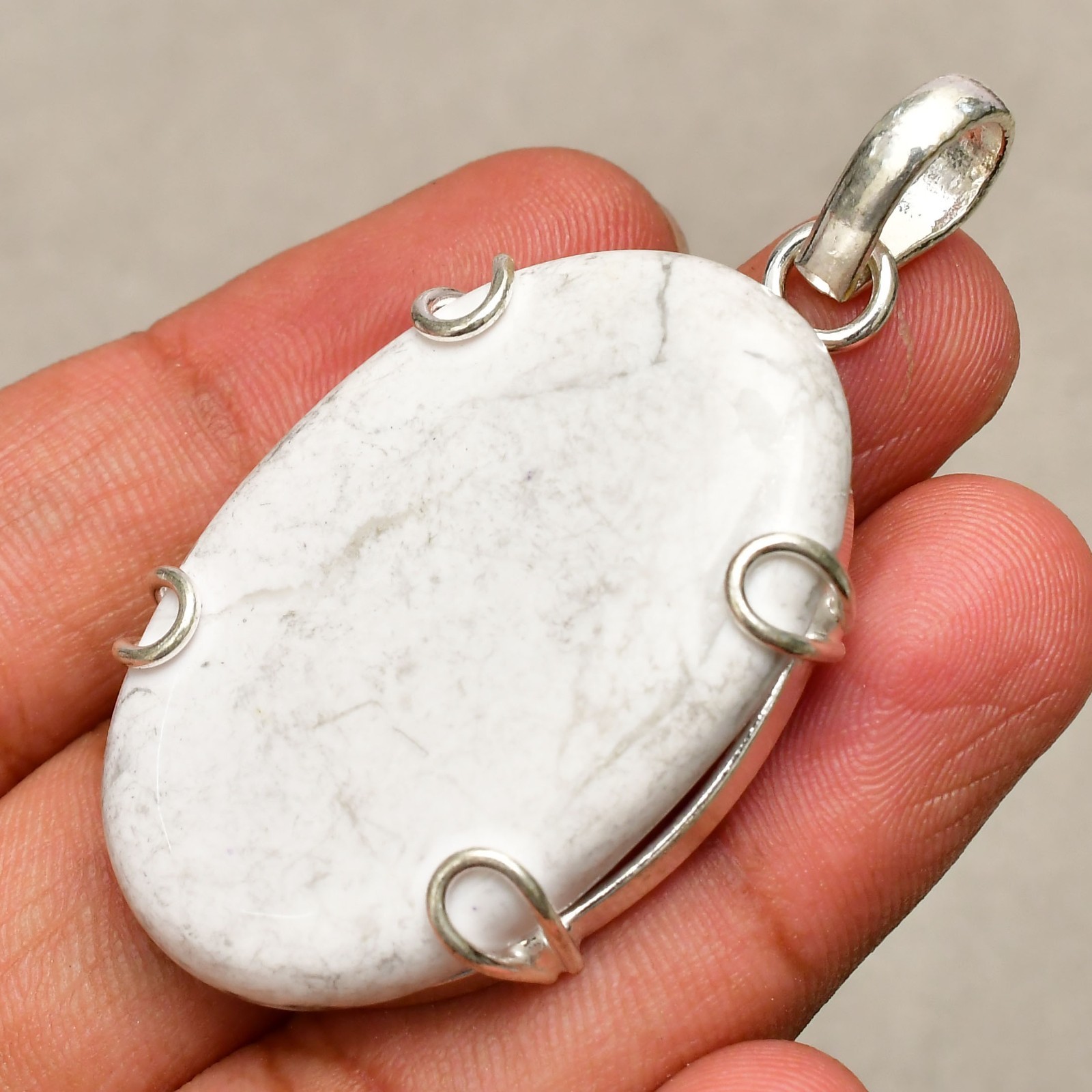 Howlite Gemstone Handmade 925 Sterling Silver Jewelry Pendant 2.08″