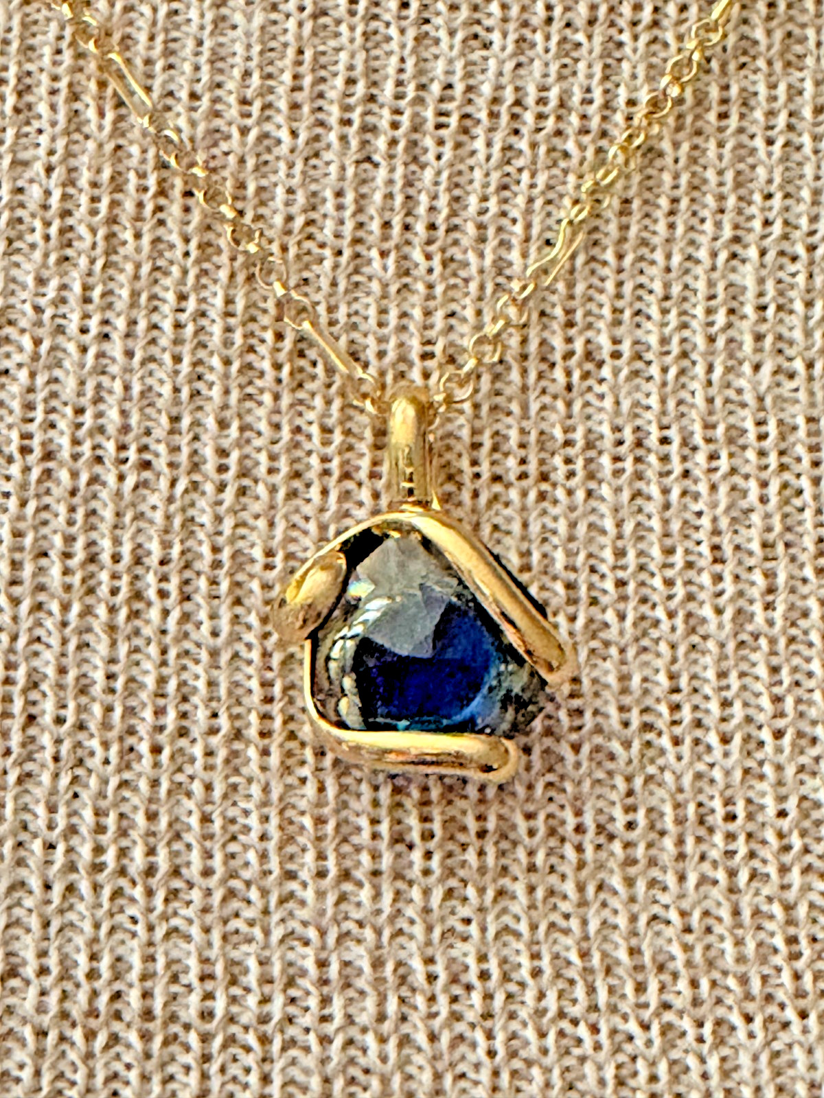 Andrea Marazzini Gold Plated S Octagon Dark Blue Pendant