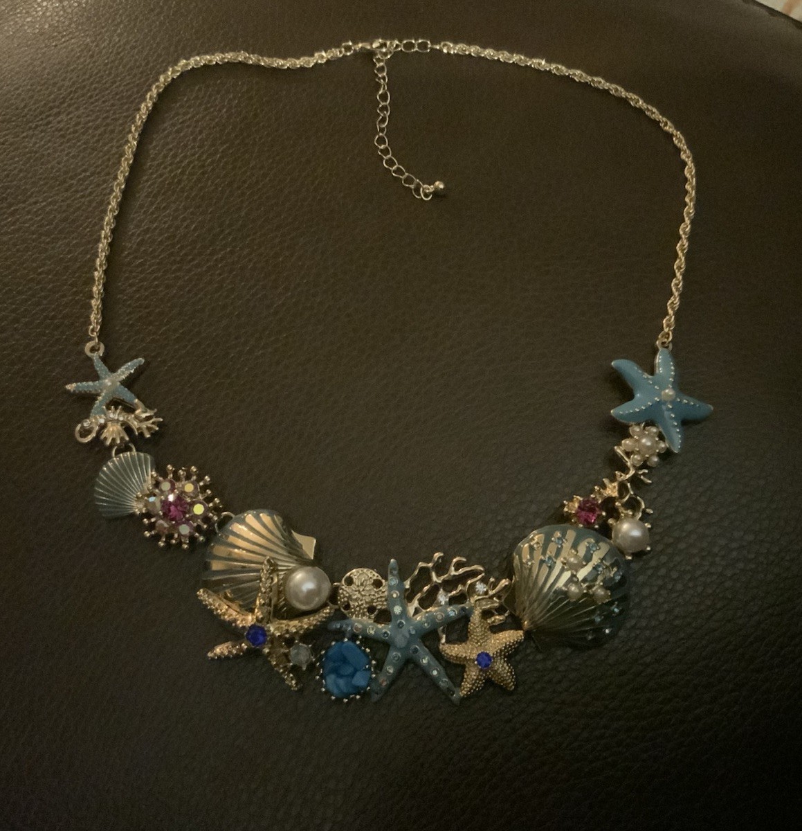 Seahorse Seashell Necklace Zara Starfish Pearl Coral Gold CZ Floral Turquoise
