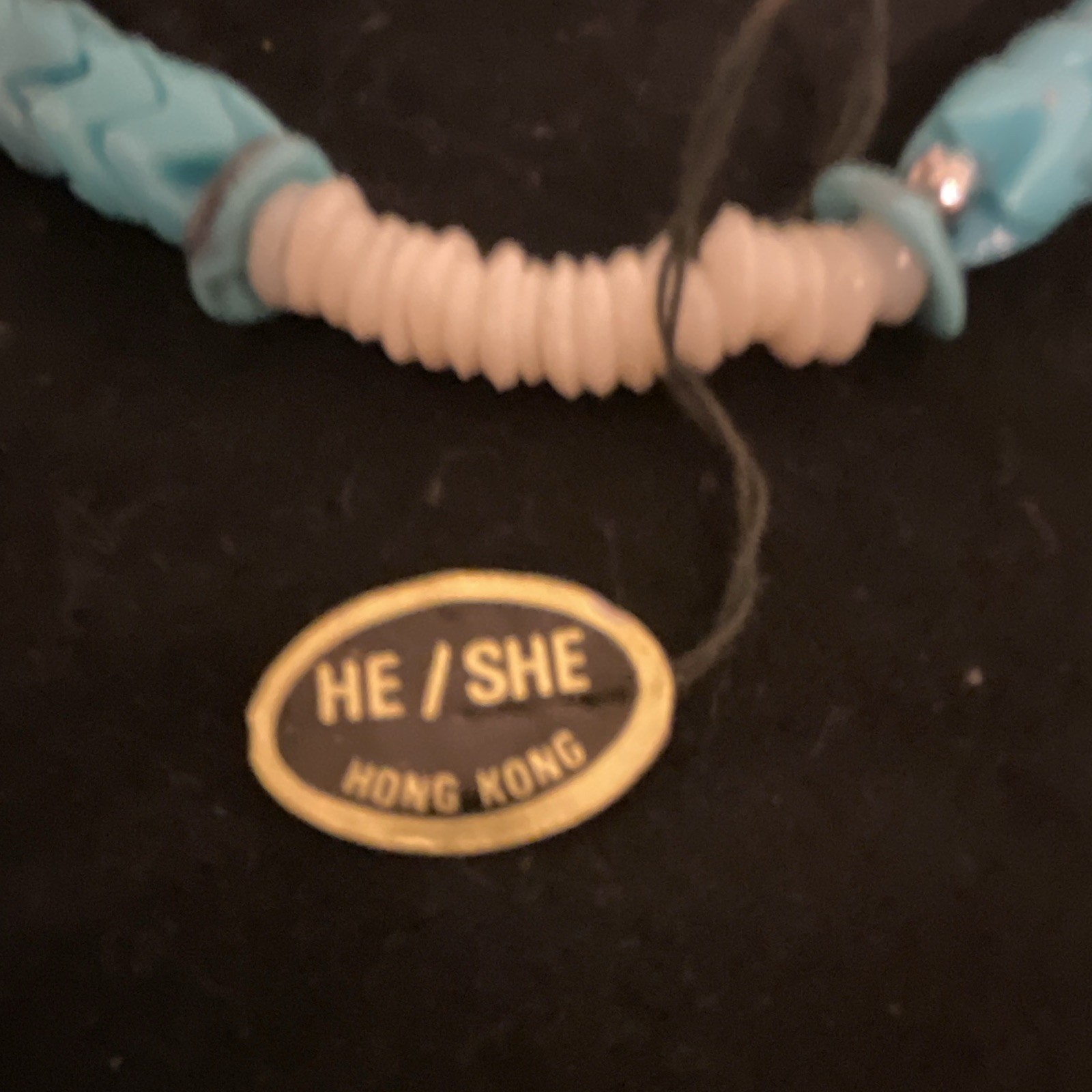 He/She Simulated Puka Shell Beaded Necklace Blue/White Adjustable Lobster Clasp