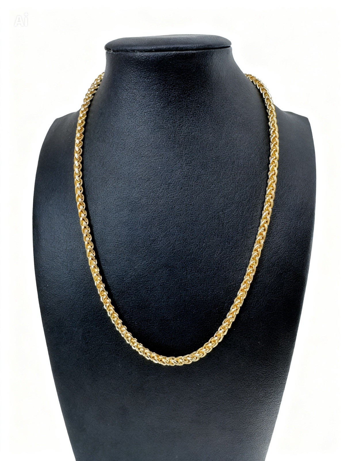 4mm Spiga (Wheat) Chain Necklace – 18″ Gold-Tone Unisex