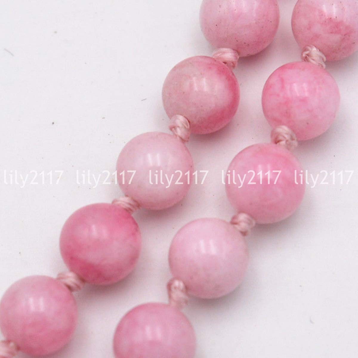 Beautiful Natural 6mm Pink Snowflake Jade Gemstone Round Beads Necklace 18″