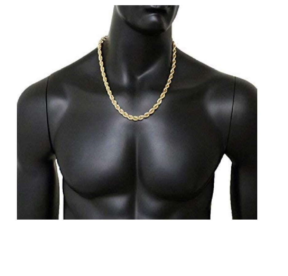 Real 18K Yellow Gold Filled Italian 4mm Chunky Shiny Rope Chain Necklace 16″-32″