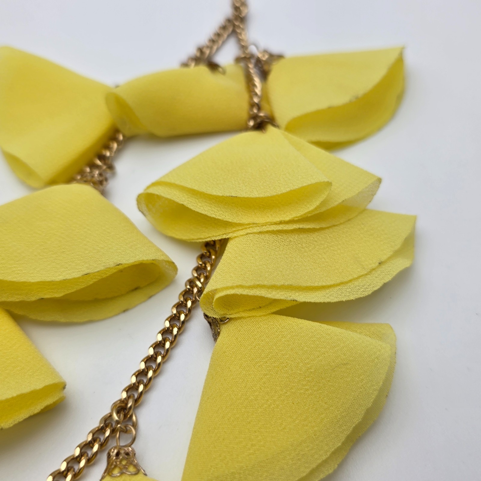 Versona Yellow Fabric Flower Bib Necklace Layered 25 in adj.