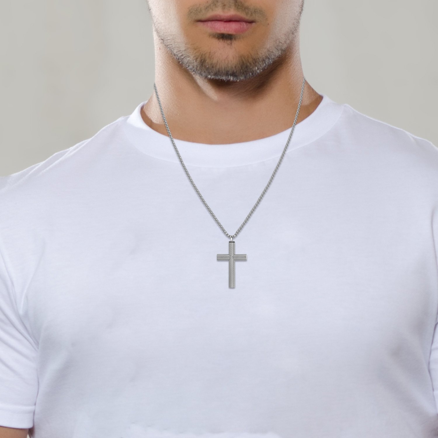 Cross Urn Necklace Pendant Stainless Steel Cremation Ash Keepsake Jewelry 22″
