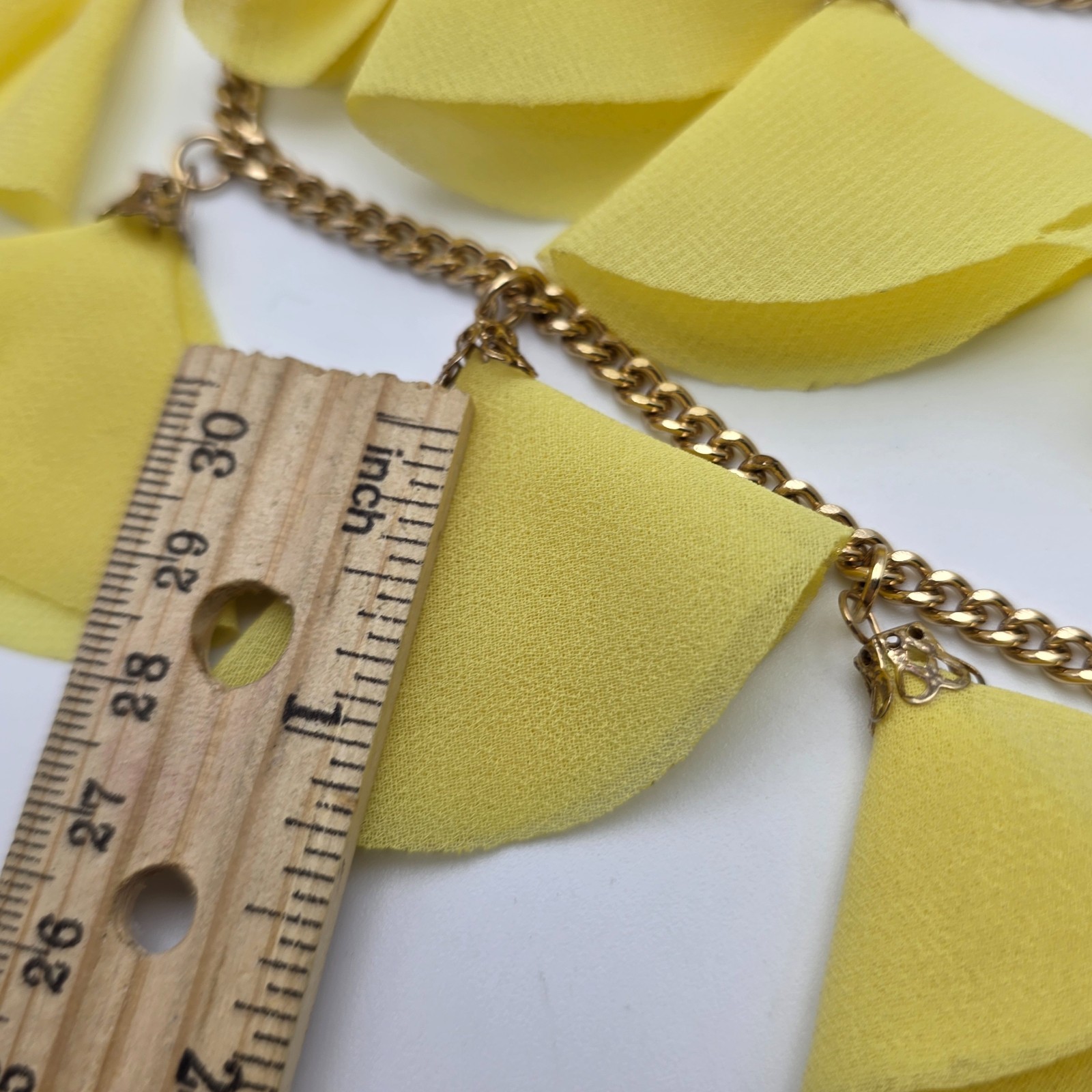 Versona Yellow Fabric Flower Bib Necklace Layered 25 in adj.