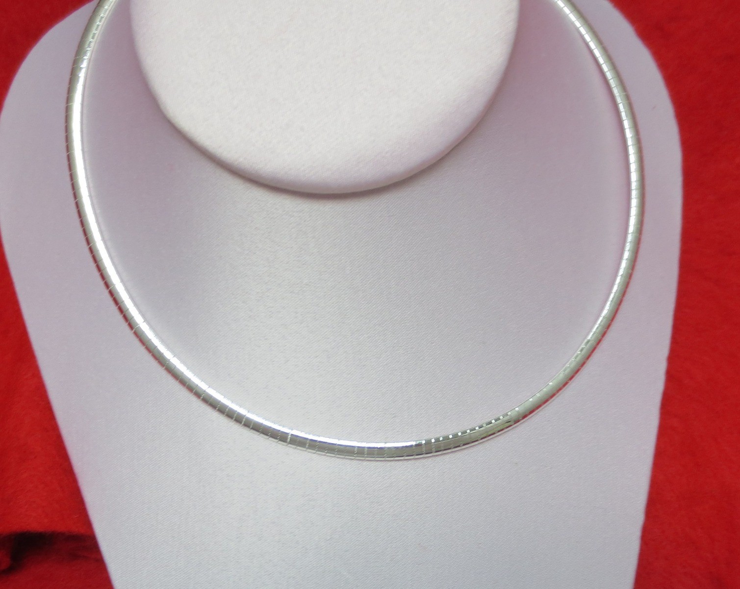 16″ 4MM STERLING SILVER PLATED OMEGA CHAIN NECKLACE