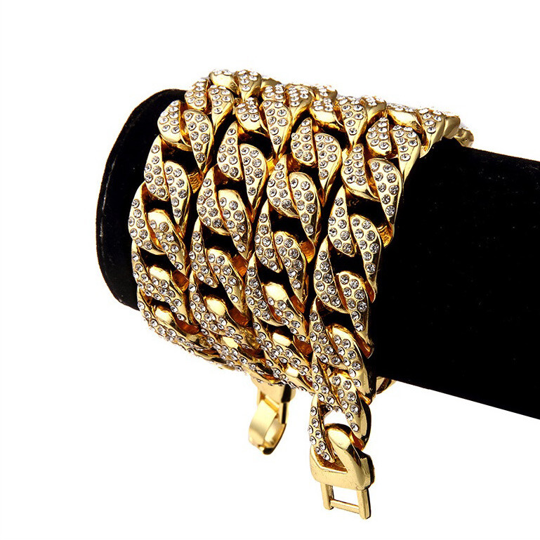Hip Hop Men Quavo Gold Iced 15mm 16”-30” Miami Cuban Choker Chain Necklace