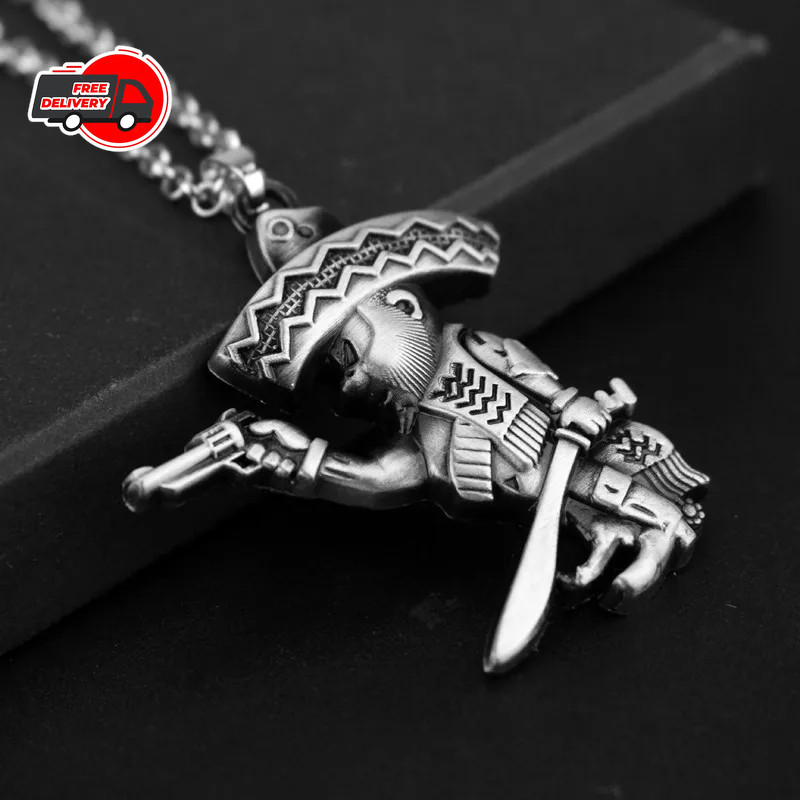 Outlaw Motor Biker Pendant Mexican Metal Necklace BANDIDOS Motorcycle Club M