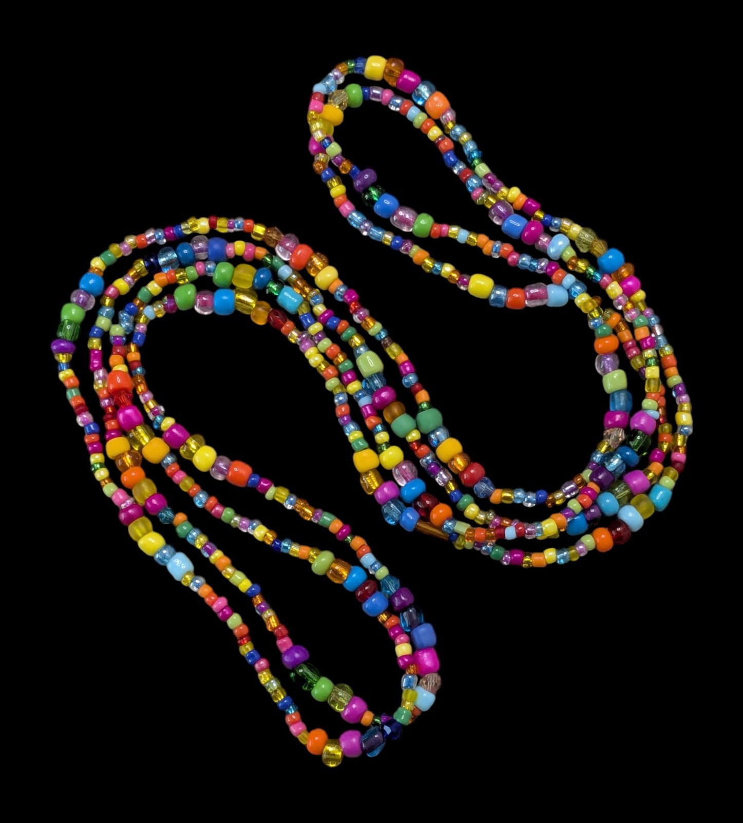 Handmade Colorful Glass Seed Love Bead Hippie Boho Long Wrap Necklace 48″