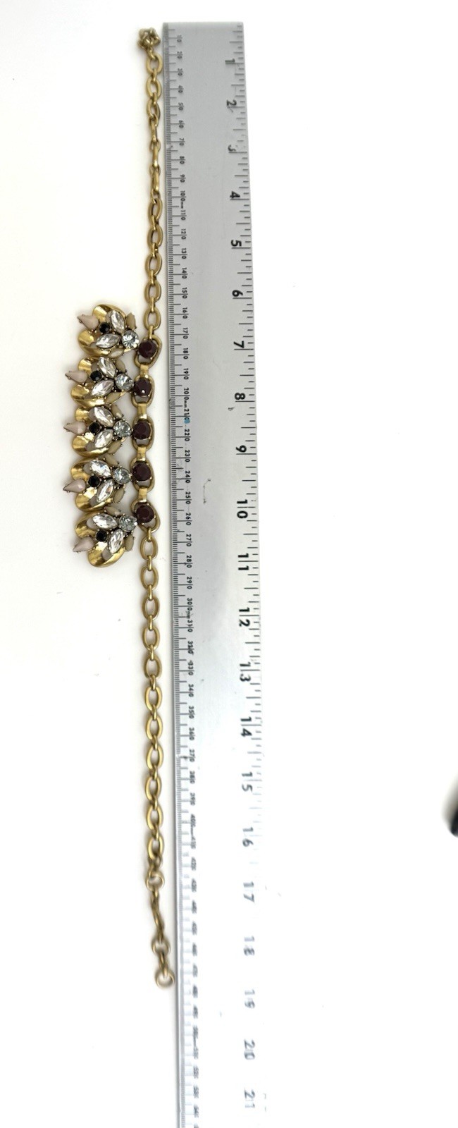 J.Crew Statement Necklace Gold Tone Crystal Cabochon Bib Necklace Adjustable