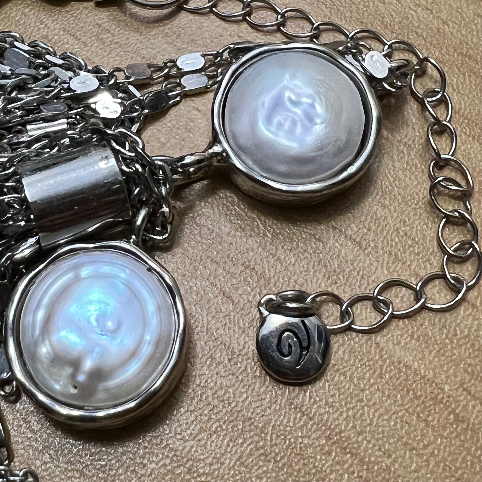 VERONESE Layered Necklace Silver Tone Baroque Pearl Pendant Tassel Chain Women