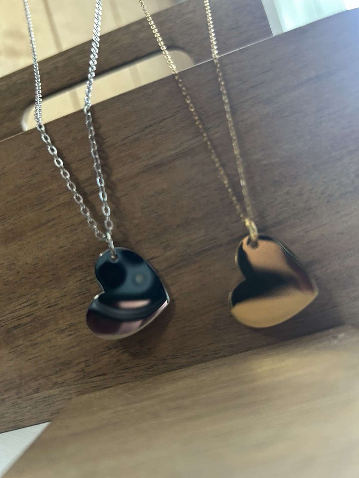 Custom Heart Text Necklace- Personalized Engraved Pendant Stainless Steel gold