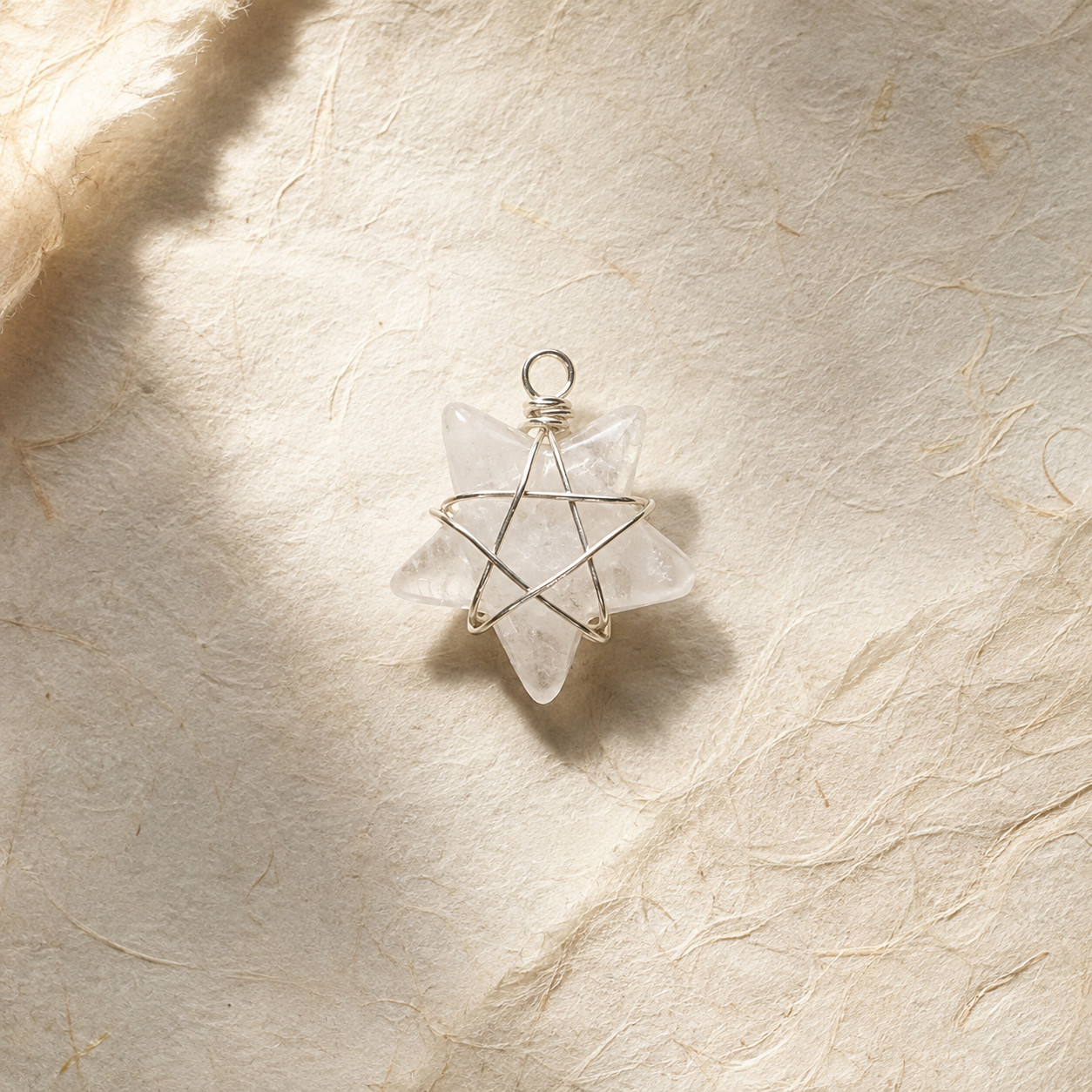 Natural White Quartz Star Pendant | Silver Wire DIY | Clarity & Healing | Boho
