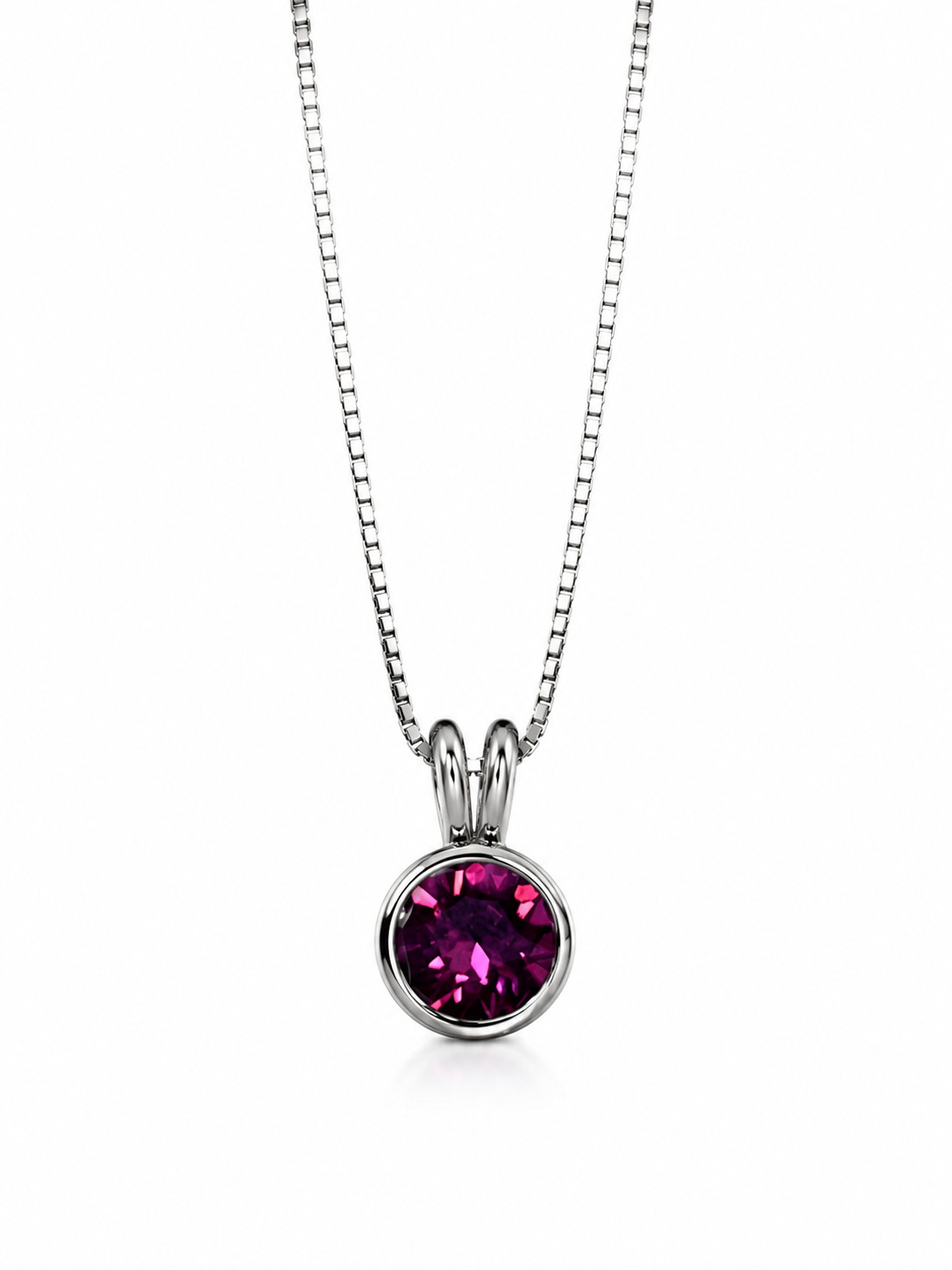 925 Sterling Silver Crystal Pendant Necklace Adjustable 16-18” Thailand