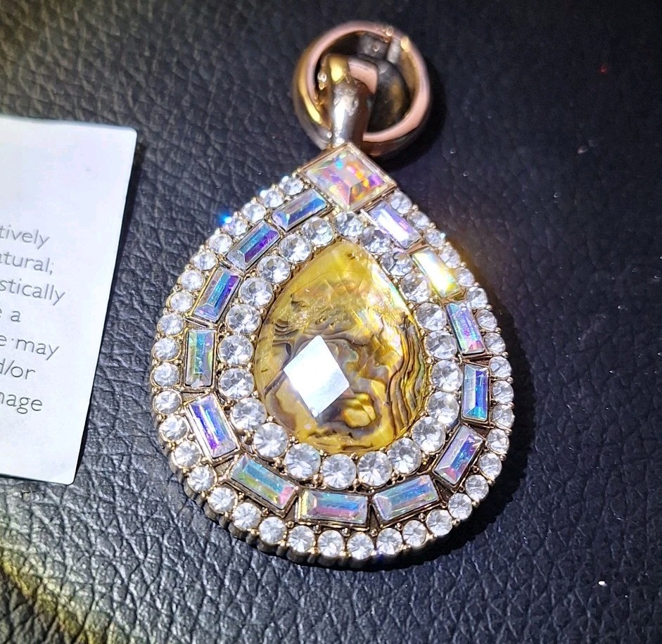 Gold Tone Pendant Multicolor Sparkle Fire Purple Pink Blue Green Premier Designs