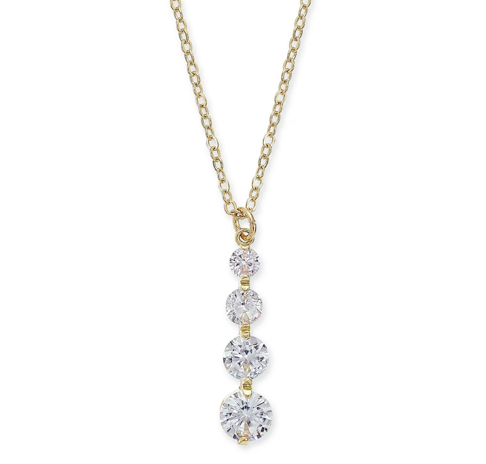 I.N.C. International Concepts Gold-Tone Crystal Graduated Pendant Necklace 20″