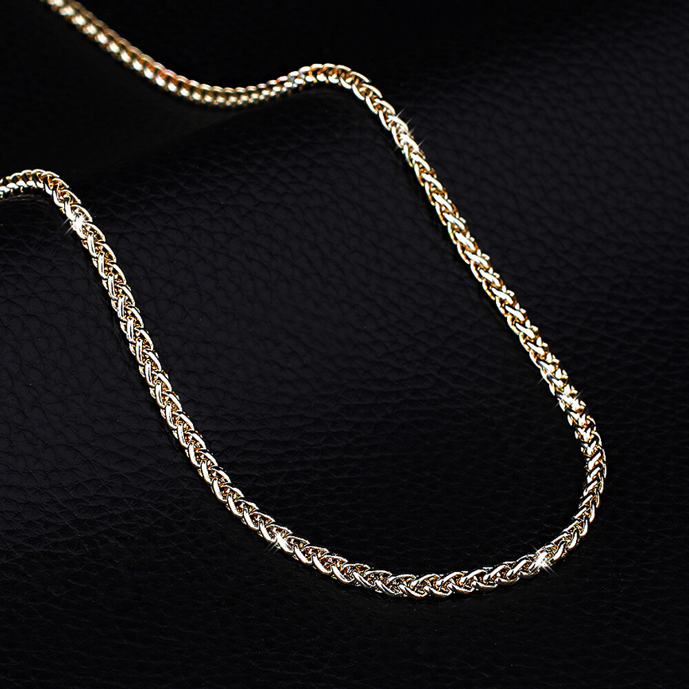 Stunning 18K Yellow Gold GP 3mm Wheat Braided Chain Necklace Men’s & Women’s